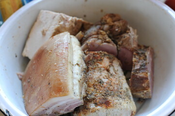 Cold meat with ham, bacon and sausages served for Easter holiday in Poland