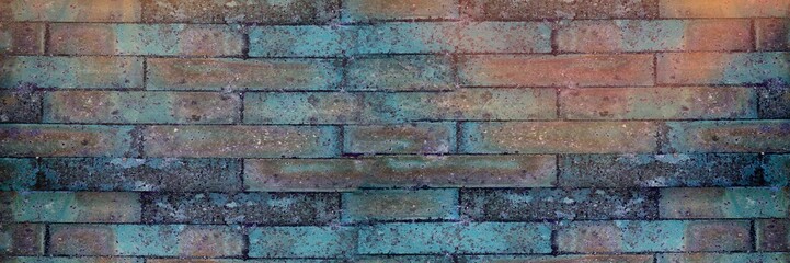 Spots of light over brick wall background with copy space