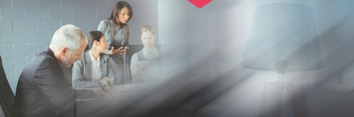 Obraz premium Blur effect with copy space against businesspeople working at office