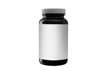 Amber brown transparent bottle for packing pills.