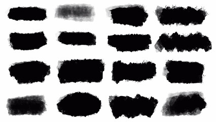 Set of black brush, paint, ink brush strokes, brushes, lines. Dirty artistic design elements. Vector illustration. Isolated on white background.