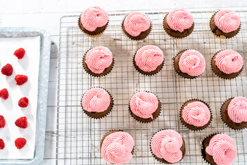 Chocolate raspberry cupcakes