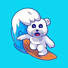 cute surfing bear illustration suitable for mascot sticker and t-shirt design