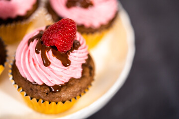Chocolate raspberry cupcakes
