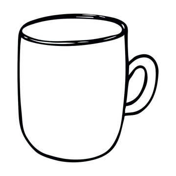 Cute cup of tea or coffee illustration isolated on a white background. Simple mug clipart. Cozy home doodle.