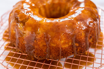 Apple bundt cake with caramel glaze