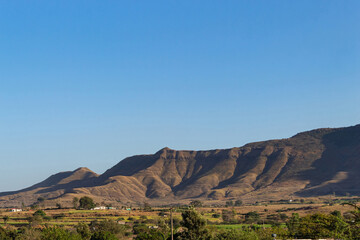 View of Sahyadri hills near Saswad, Pune, Maharashtra, India