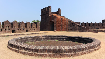 Protected Ancient Well and Place of Flag on top of Fort, Mirjan Fort, Uttara Kannada, Karnataka,...