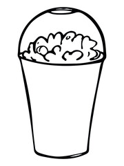 Cute milkshake illustration isolated on a white background. Simple cup clipart. Pretty drink doodle.