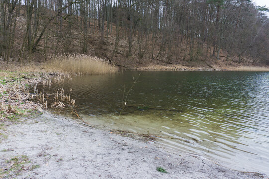 Idyllic view on 66-Seenwanderweg, Gamengrund, Germany, on a day in early spring
