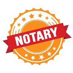 NOTARY text on red orange ribbon stamp.