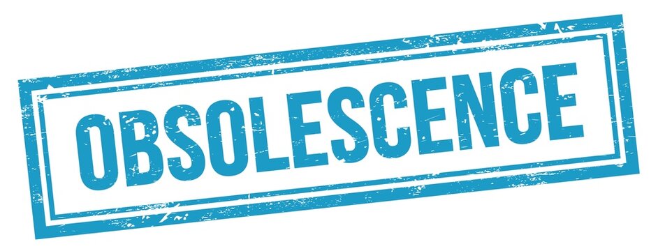 OBSOLESCENCE text on blue grungy vintage stamp.
