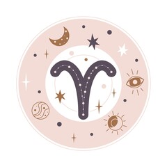 Aries Horoscope sign vector - Zodiac astrology element. Esoteric symbol for logo or icon.