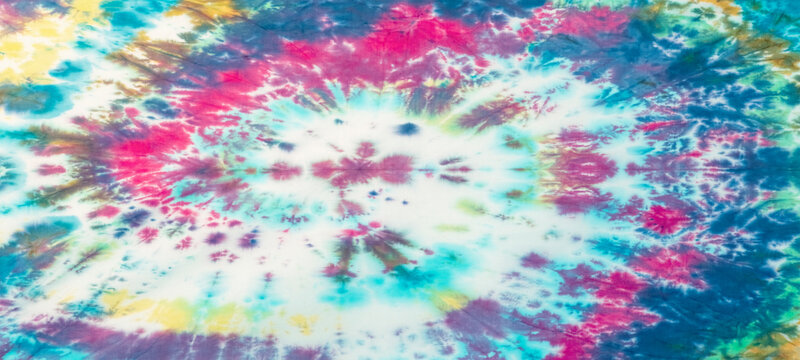 Abstract colorful art design batik batic spiral snake swirl shibori technology tie dye pattern textile texture background banner