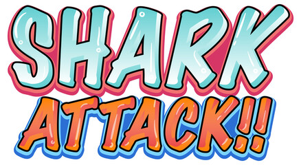 Shark attack Text design on white background