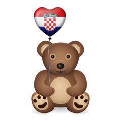 Bear with Croatia flag heart balloon