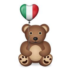 Bear with Italy flag heart balloon