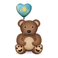 Bear with Kazakhstan flag heart balloon