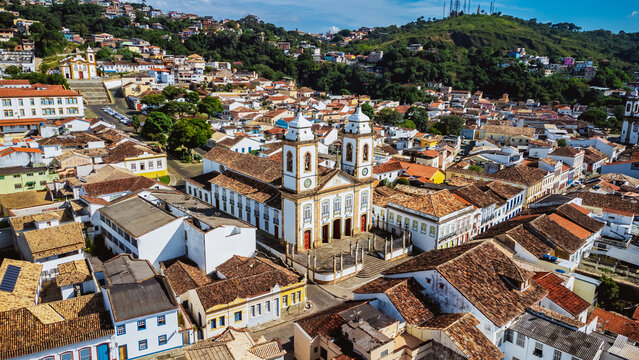 S&atilde;o Jo&atilde;o del Rei, Minas Gerais, Brazil. View of the historic city center. Cathedral of Nossa Senhora do Pilar