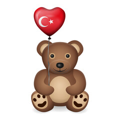 Bear with Turkey flag heart balloon