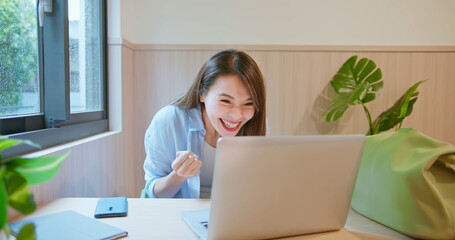 asian woman use laptop computer