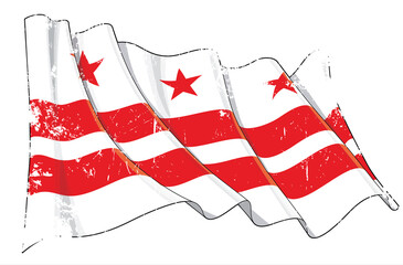 Textured Grunge Waving Flag of Washington DC