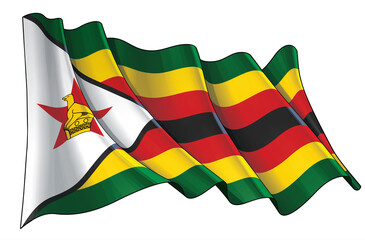 Waving Flag of Zimbabwe - obrazy, fototapety, plakaty