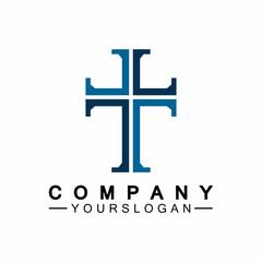 Church logo.Illustration of modern, clean church cross sign for a modern church sign.Icon of christian cross. Sign of catholic, religious and orthodox faith.