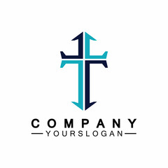 Church logo.Illustration of modern, clean church cross sign for a modern church sign.Icon of christian cross. Sign of catholic, religious and orthodox faith.