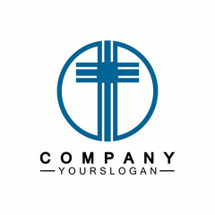 Fototapeta premium Church logo.Illustration of modern, clean church cross sign for a modern church sign.Icon of christian cross. Sign of catholic, religious and orthodox faith.