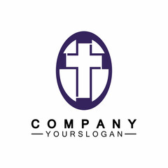Church logo.Illustration of modern, clean church cross sign for a modern church sign.Icon of christian cross. Sign of catholic, religious and orthodox faith.