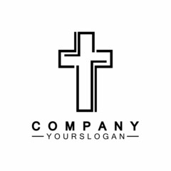 Church logo.Illustration of modern, clean church cross sign for a modern church sign.Icon of christian cross. Sign of catholic, religious and orthodox faith.