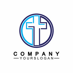 Church logo.Illustration of modern, clean church cross sign for a modern church sign.Icon of christian cross. Sign of catholic, religious and orthodox faith.