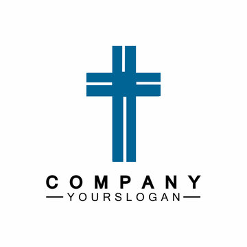 Church logo.Illustration of modern, clean church cross sign for a modern church sign.Icon of christian cross. Sign of catholic, religious and orthodox faith.