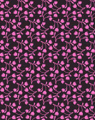 Delicate decorative floral background with small modest pink tulips in vintage style Limited retro colors