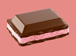 chocolate with strawberry filling. isolated on background. 3d illustration