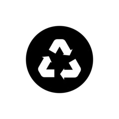 Recycle icon in black round