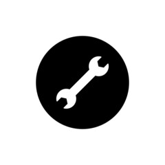 Wrench icon in black round