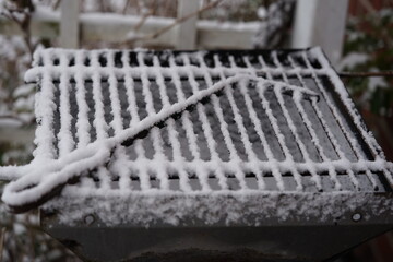 snow on a grill