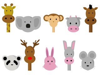 cartoon animals vector illustration set isolated 