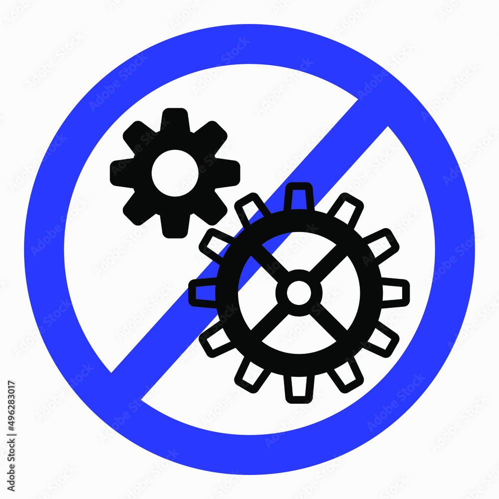 Poster do not repair. no settings. icon prohibition gear. shopping cart isolated minimal single flat linear