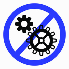 Obraz premium Do not repair. No settings. Icon prohibition gear. Shopping cart isolated minimal single flat linear icon for application and info-graphic. 