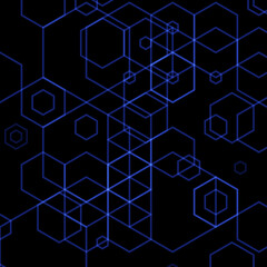 Contour of blue hexagons. Vector layout for a presentation. Decor element. eps 10