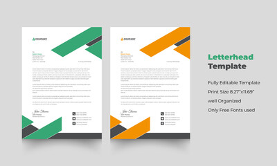Clean and professional corporate business letterhead template with color variation bundle