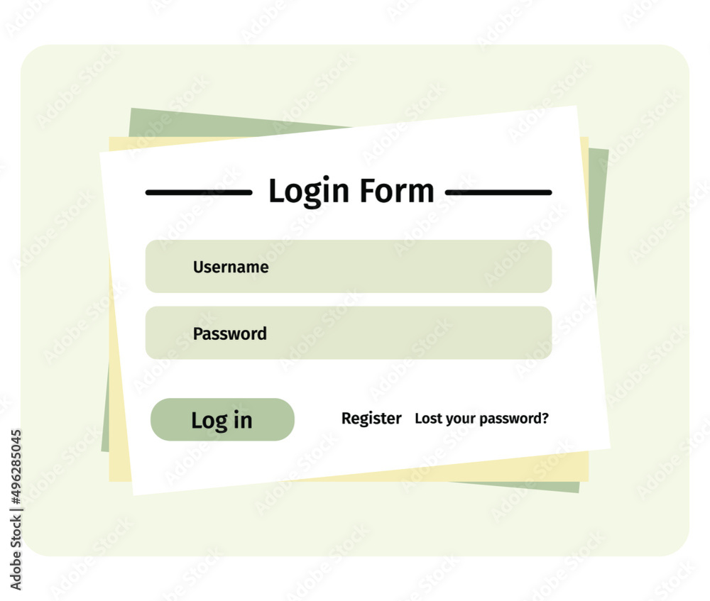 Wall mural account login and password form page on screen. login page. sign up web forms with the detailed desc