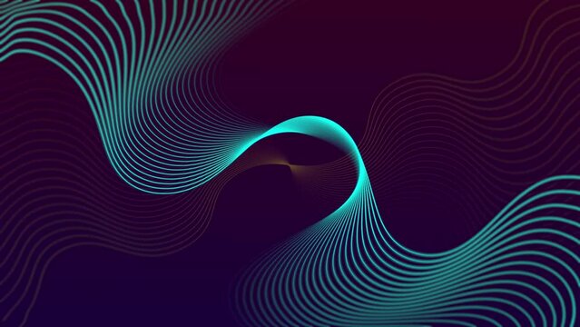 3d abstract loopable green and orange wavy motion background. Concept of futuristic animation. Abstract Lines Wave Background. 4K And Loop Line wavey Background
