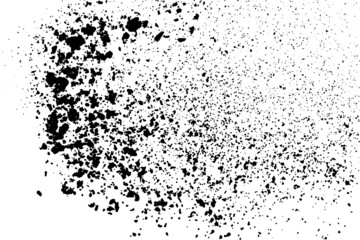 Black grainy texture isolated on white background. Dust overlay. Dark noise granules. Digitally generated image. Vector design elements. Illustration, Eps 10.