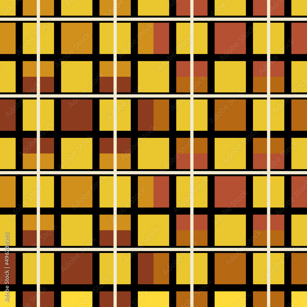 Poster abstract geometric grid of yellow and red-orange elements. vector seamless grid.