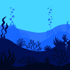 Fototapeta na wymiar seabed with algae and underwater plants. underwater world at depth.