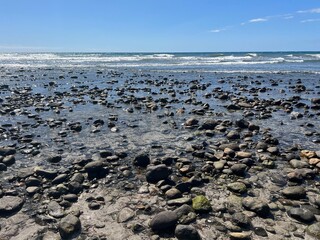 volcanic rock beach on the island of gran canaria